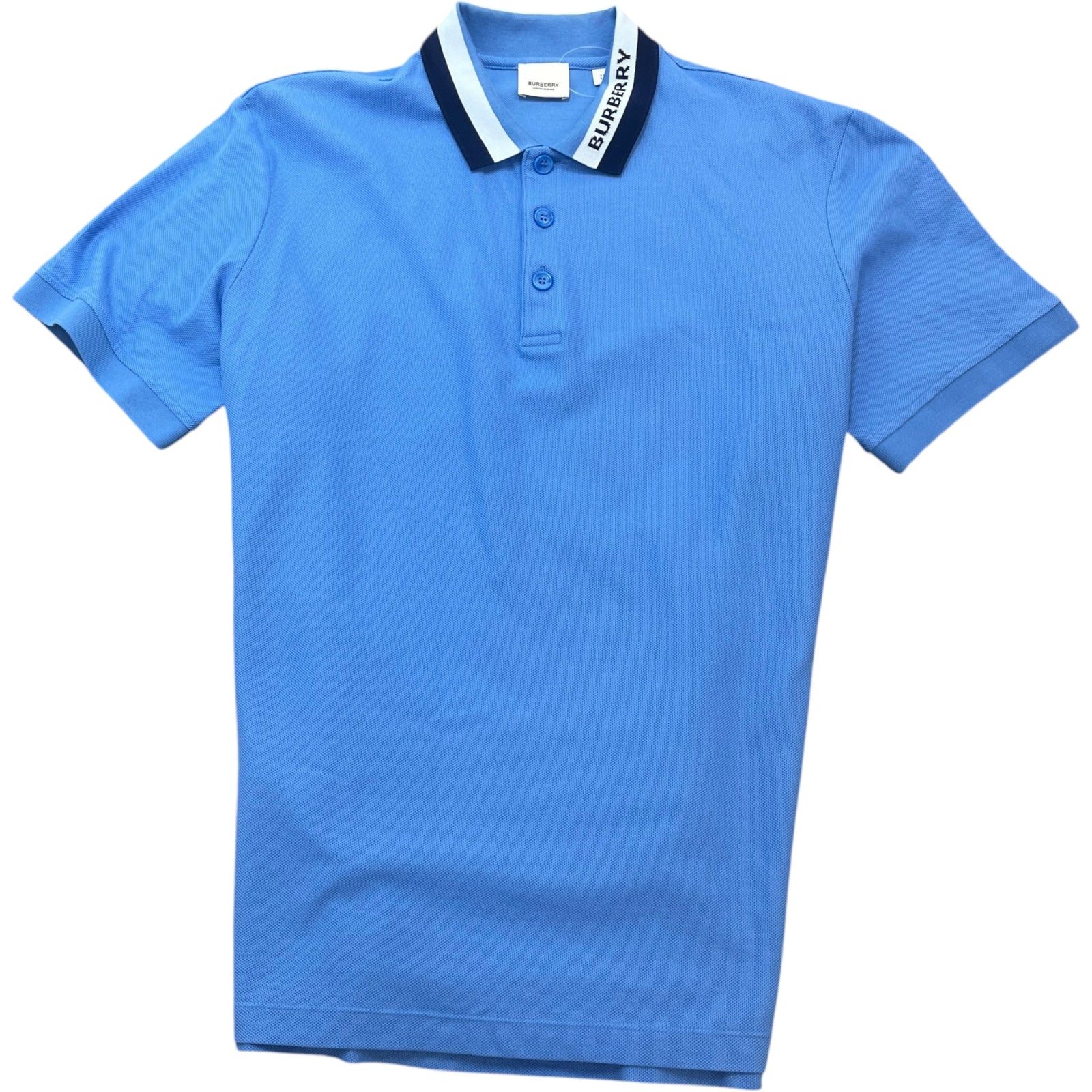 Men's Embroidered Logo Collar Polo Shirt Blue Size XL - Photo 1
