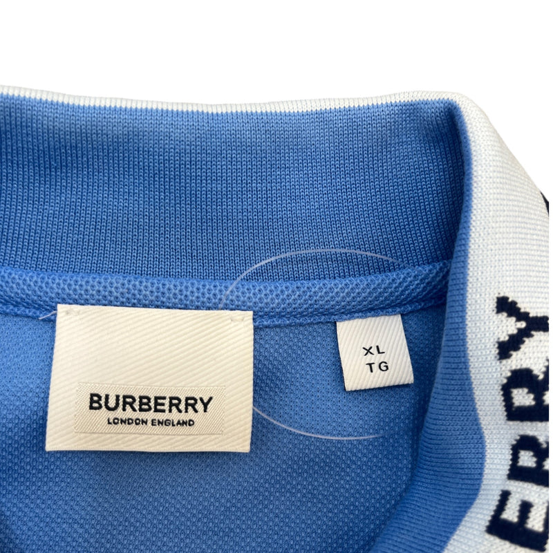 Men's Embroidered Logo Collar Polo Shirt Blue Size XL