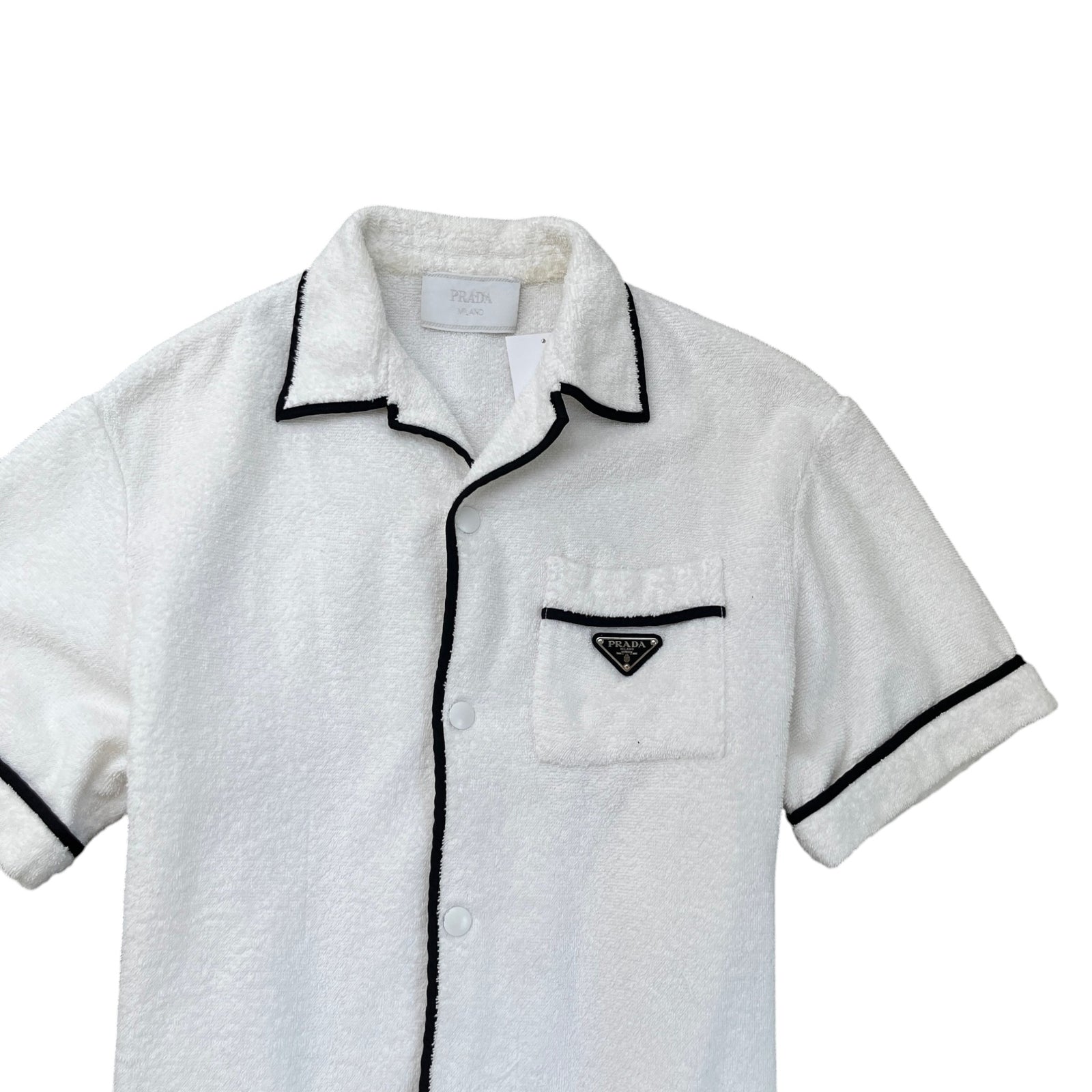 Men's Bowling Terry Plaque Logo Short Sleeve Shirt White Size L - Photo 5