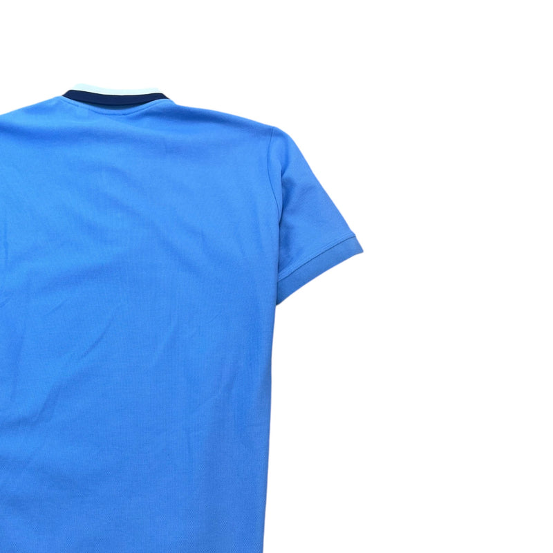 Men's Embroidered Logo Collar Polo Shirt Blue Size XL