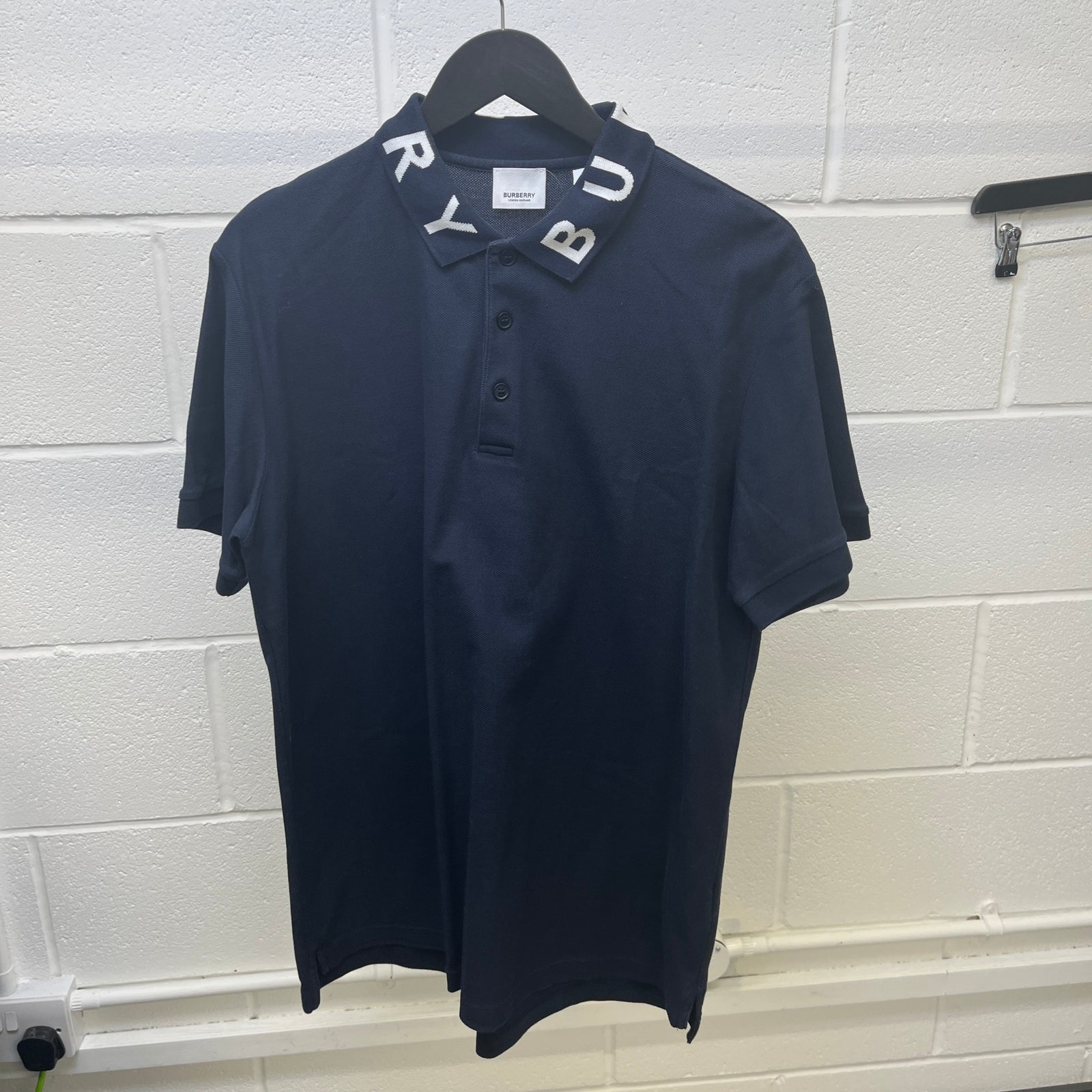 Men's Embroidered Logo Collar Polo Shirt Navy Size XL - Photo 8