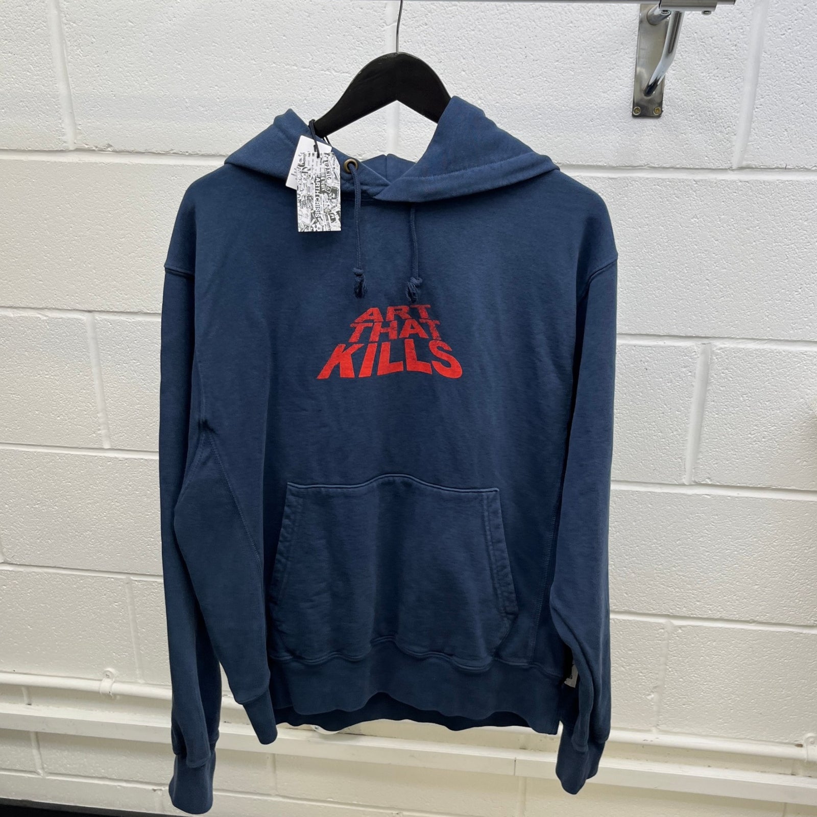 Men's Atk Stacked Logo Hoodie Navy Size M - Photo 9