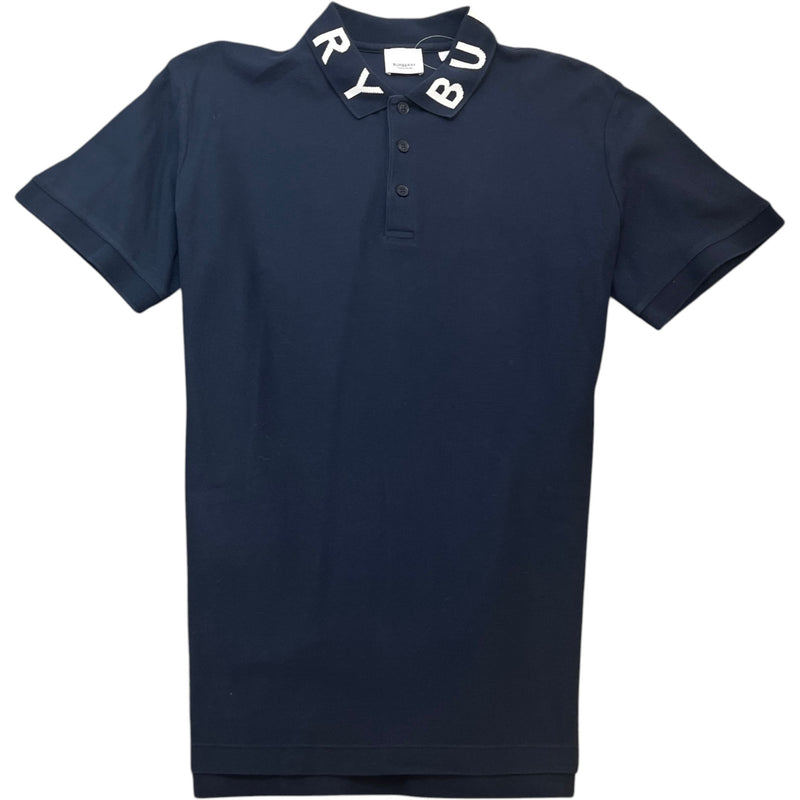 Men's Embroidered Logo Collar Polo Shirt Navy Size XL