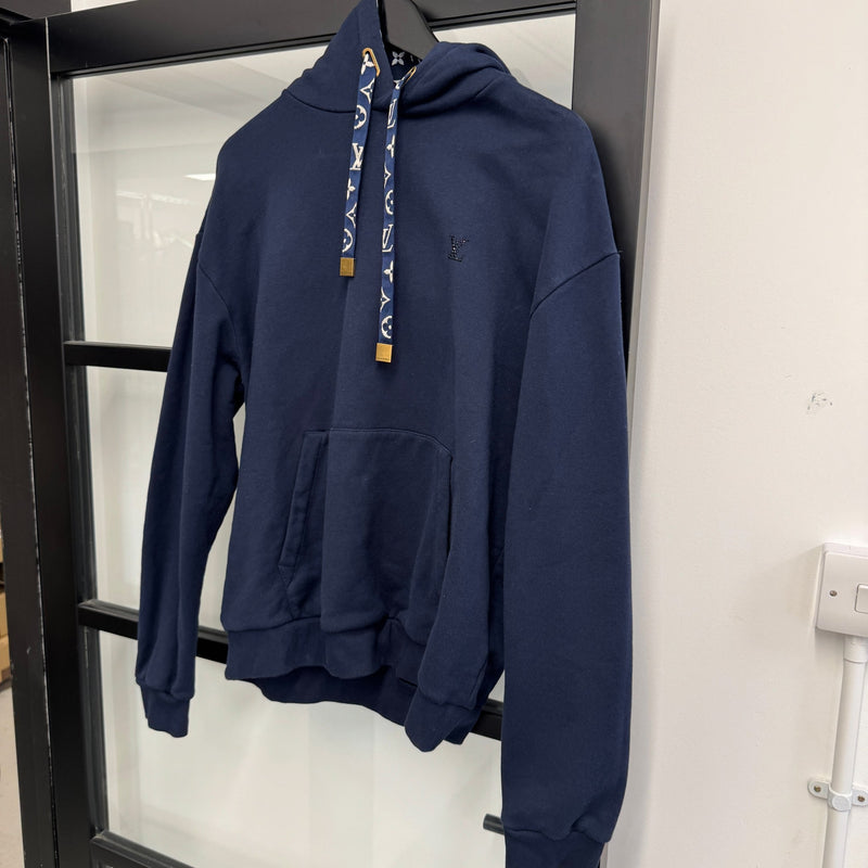 Men's Cotton Monogram Hoodie Navy Size M