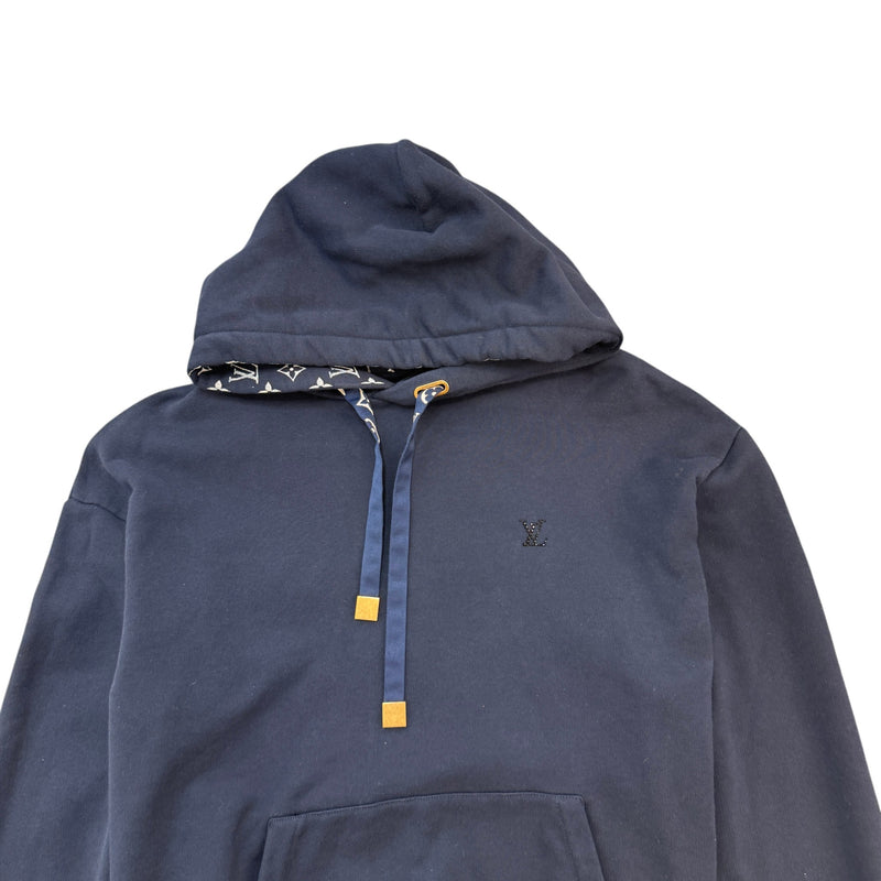 Men's Cotton Monogram Hoodie Navy Size M