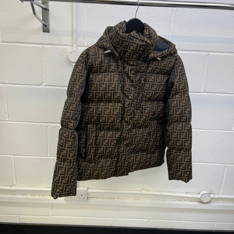 Women's Woven FF Ski Down Jacket Brown Size S / UK 8