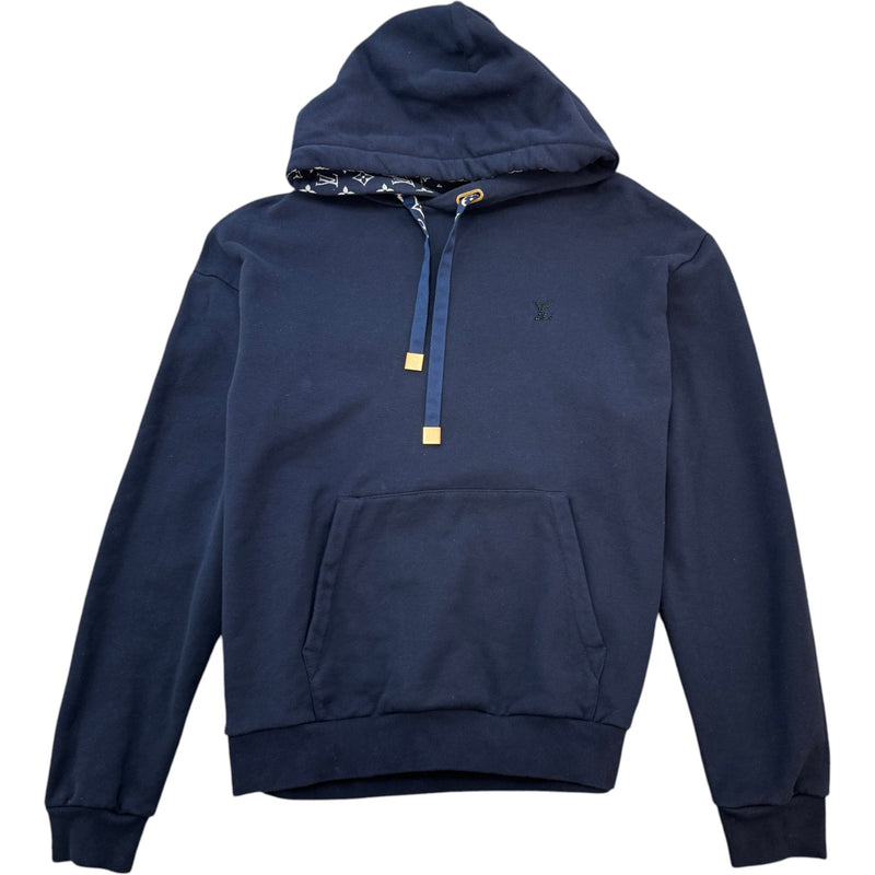Men's Cotton Monogram Hoodie Navy Size M