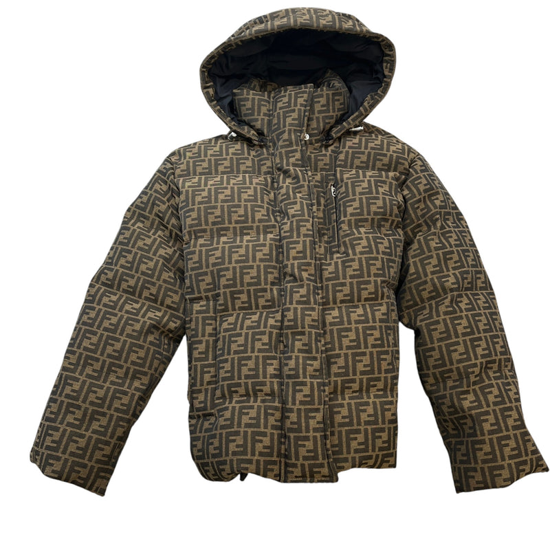 Women's Woven FF Ski Down Jacket Brown Size S / UK 8
