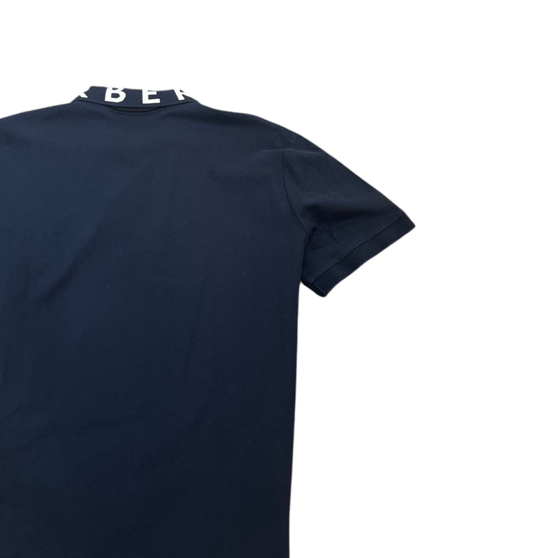 Men's Embroidered Logo Collar Polo Shirt Navy Size XL