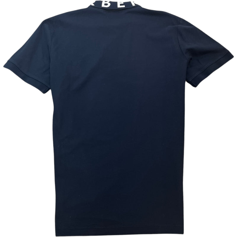 Men's Embroidered Logo Collar Polo Shirt Navy Size XL