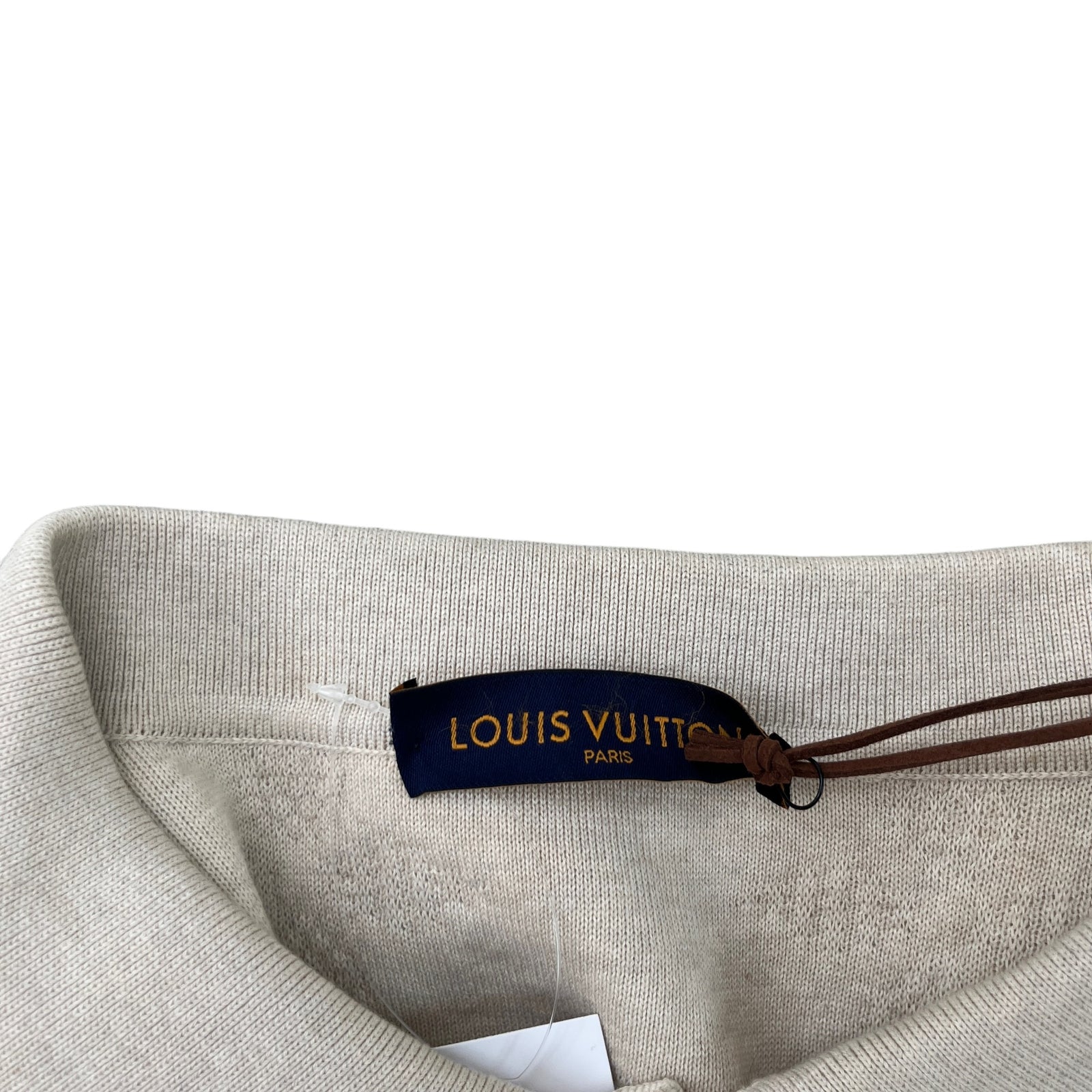Men's Knitted Monogram Polo Shirt Beige Size XXL - Photo 12