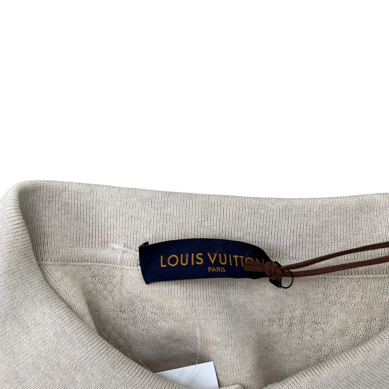Men's Knitted Monogram Polo Shirt Beige Size XXL