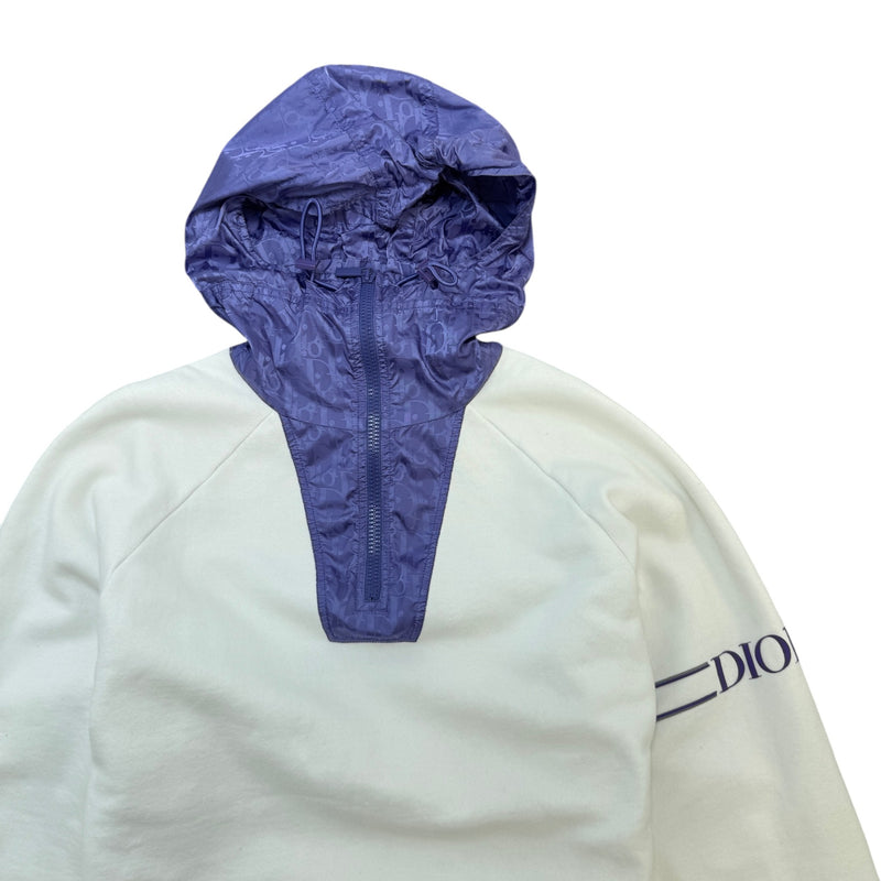 Men's Oblique Hood Hoodie White Size M