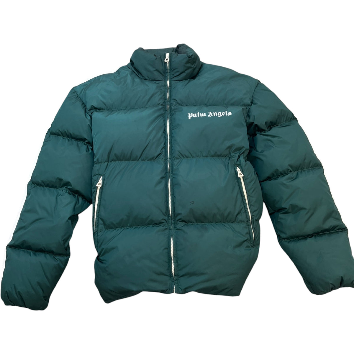 Men's Logo Print Down Jacket Green Size S - Photo 1
