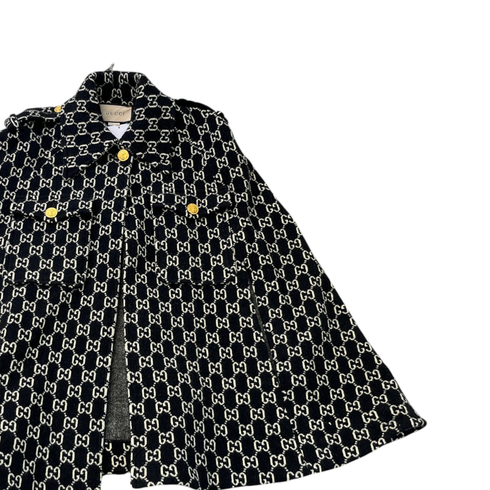 Women's Gg Jacquard Cape Jacket Black Size XS - Photo 3