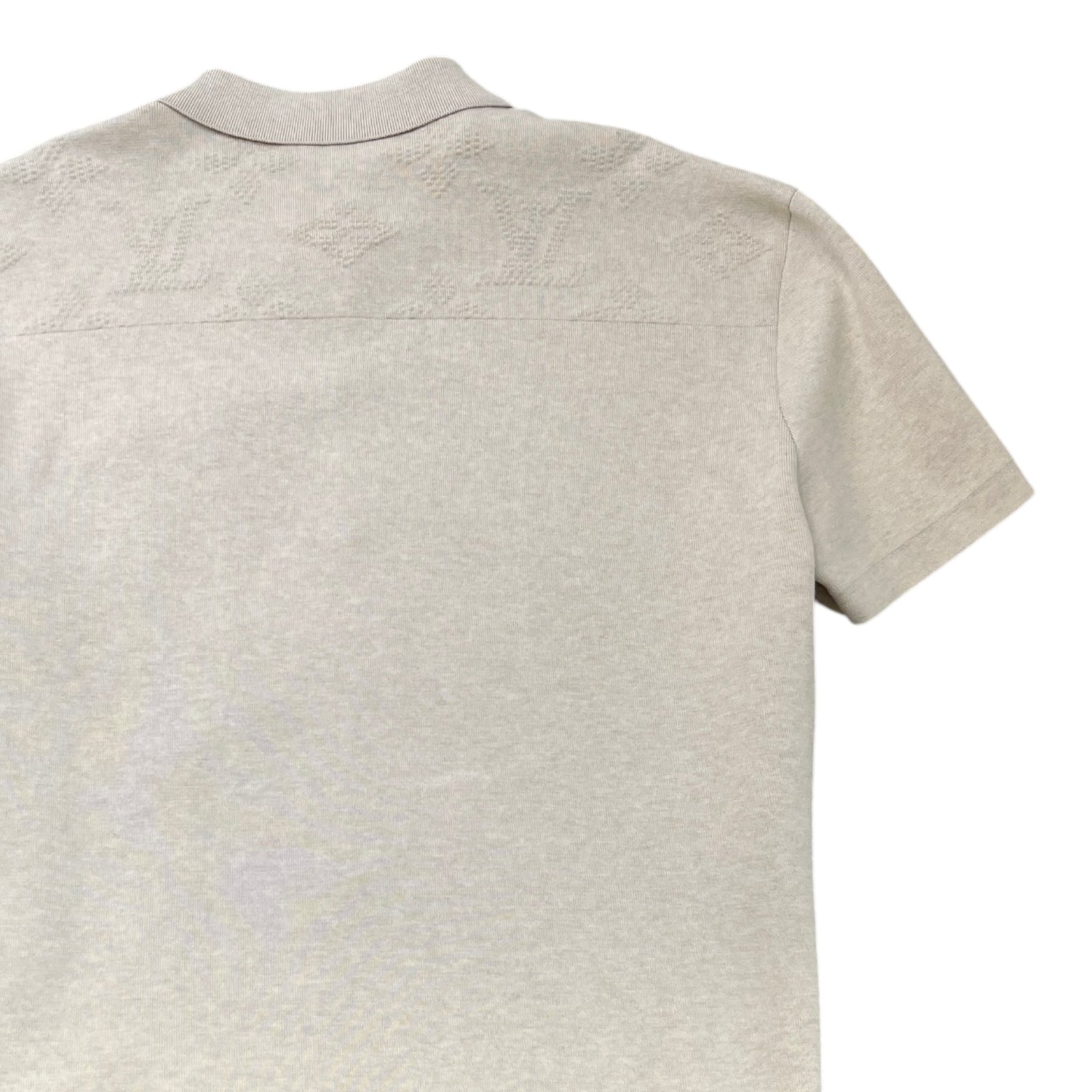 Men's Knitted Monogram Polo Shirt Beige Size XXL - Photo 4