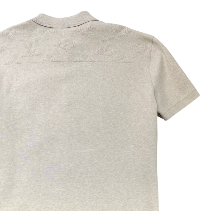 Men's Knitted Monogram Polo Shirt Beige Size XXL
