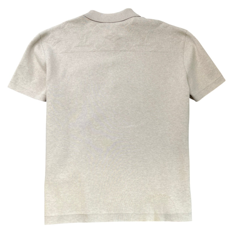Men's Knitted Monogram Polo Shirt Beige Size XXL