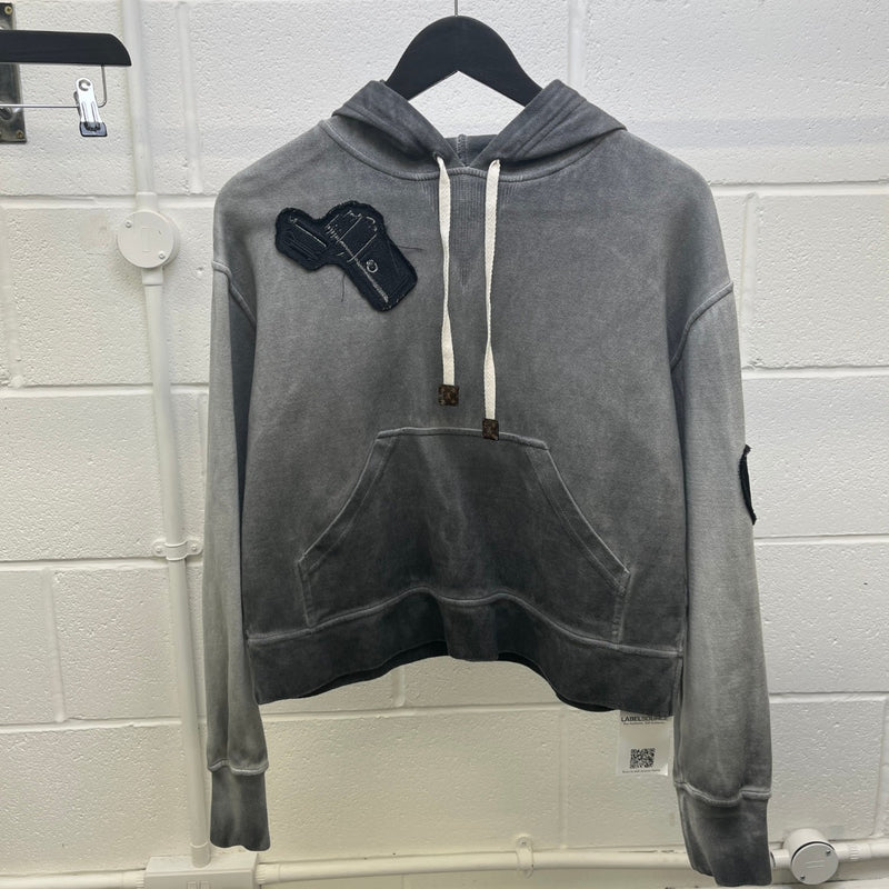 Women's Embroidered Patch Work Hoodie Grey Size S