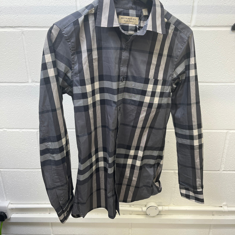 Men's Classic Check Shirt Grey Size S
