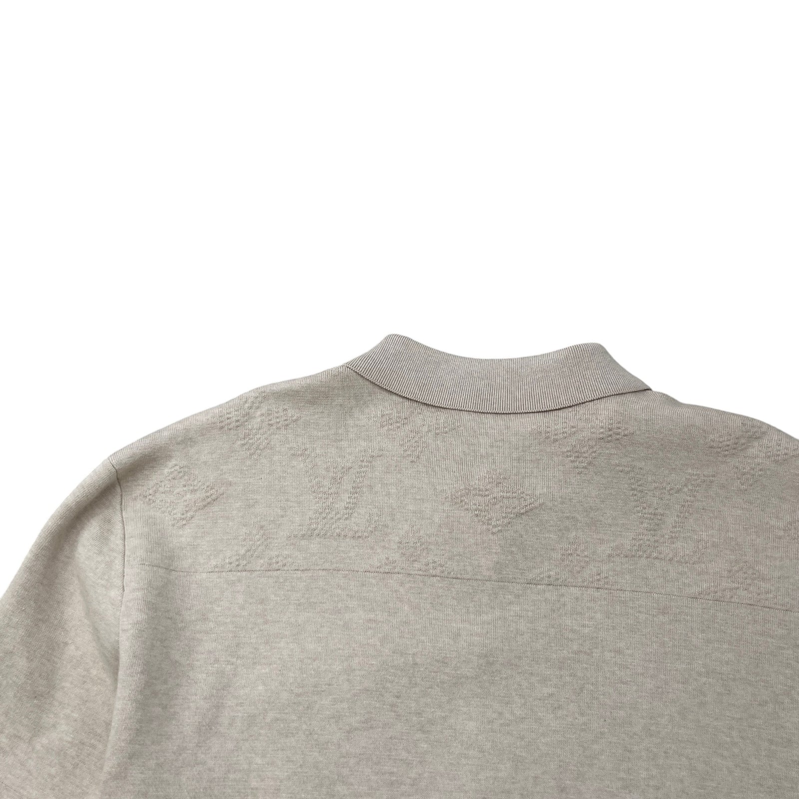 Men's Knitted Monogram Polo Shirt Beige Size XXL - Photo 9