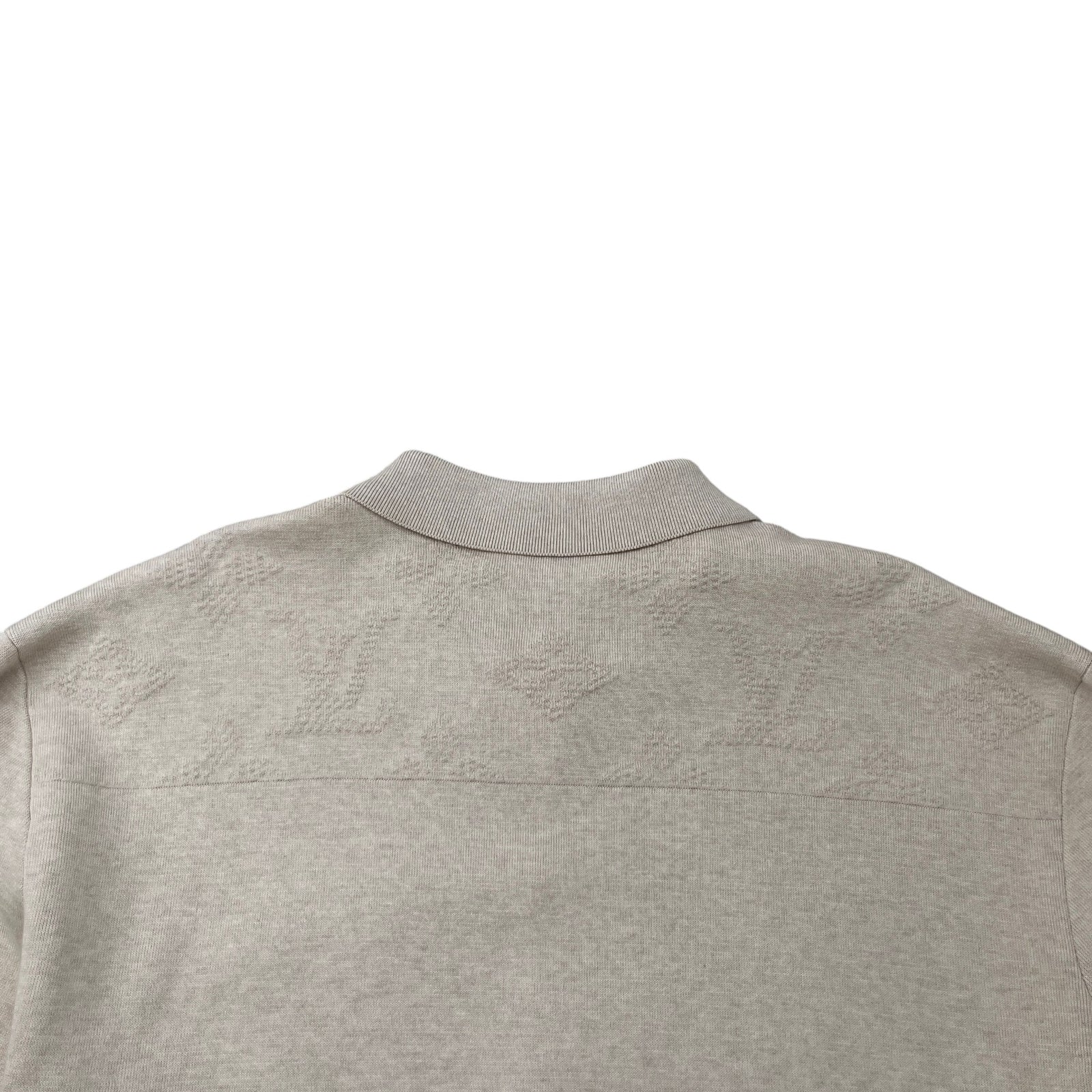 Men's Knitted Monogram Polo Shirt Beige Size XXL - Photo 10