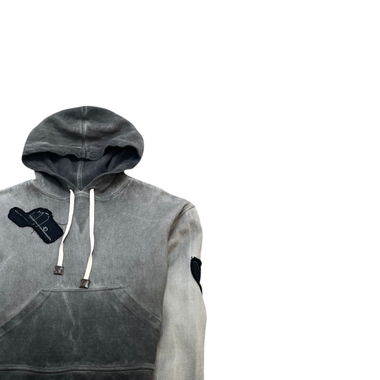 Women's Embroidered Patch Work Hoodie Grey Size S - Photo 3
