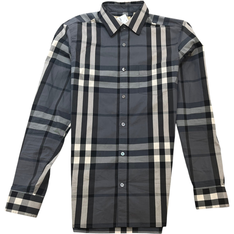 Men's Classic Check Shirt Grey Size S