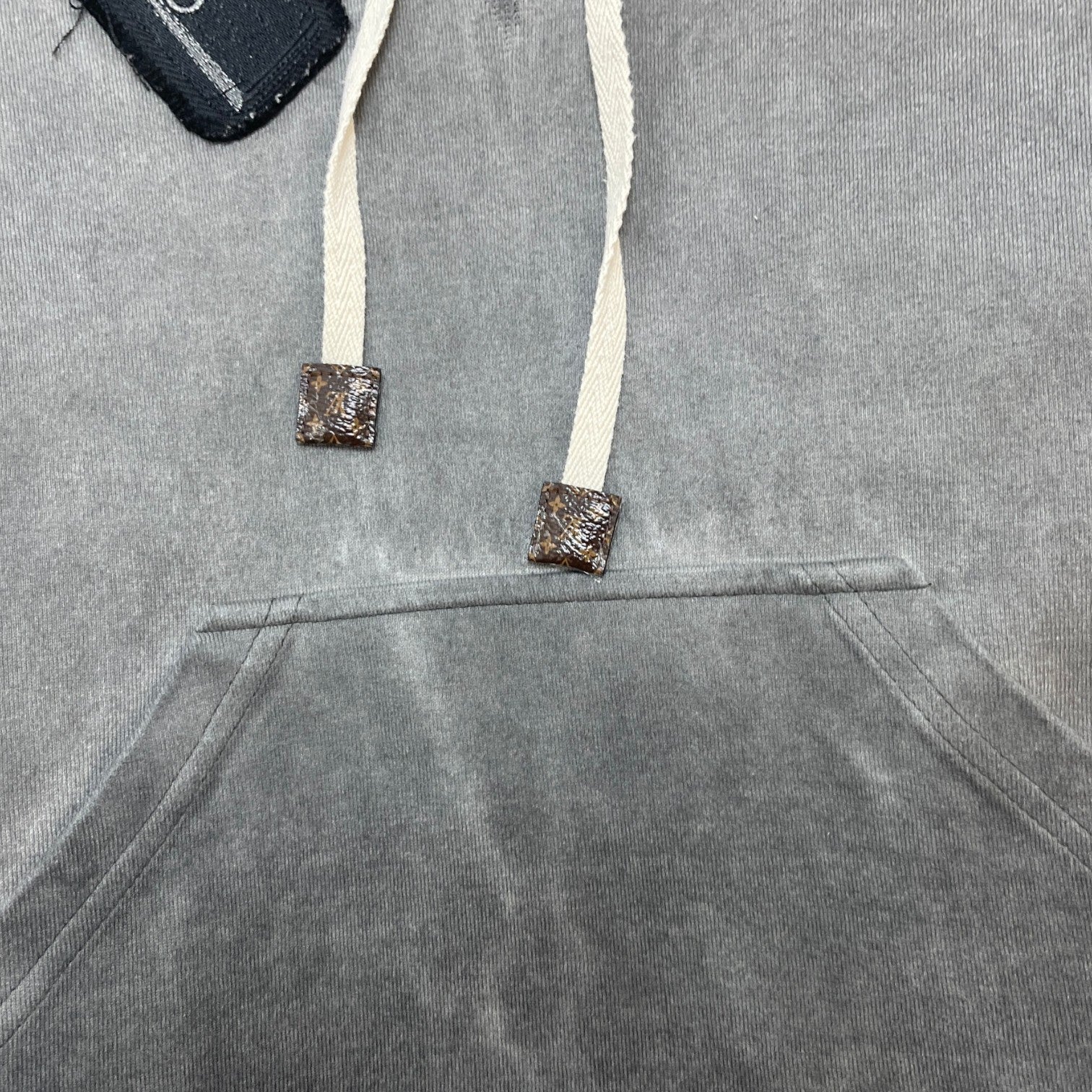 Women's Embroidered Patch Work Hoodie Grey Size S - Photo 8