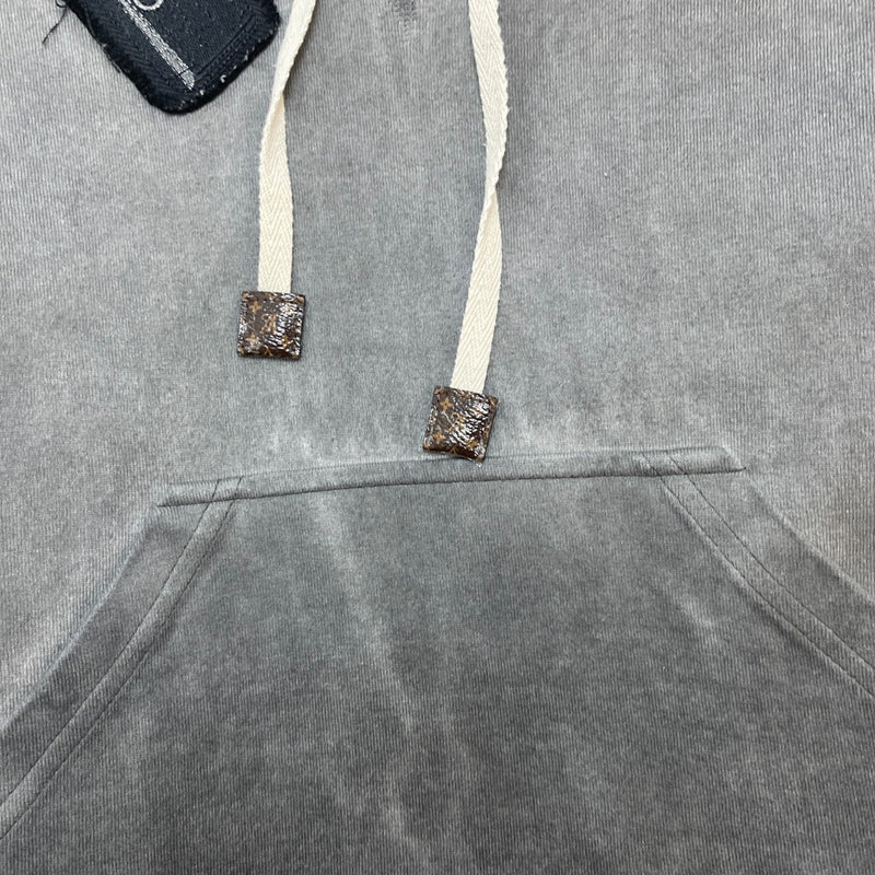 Women's Embroidered Patch Work Hoodie Grey Size S