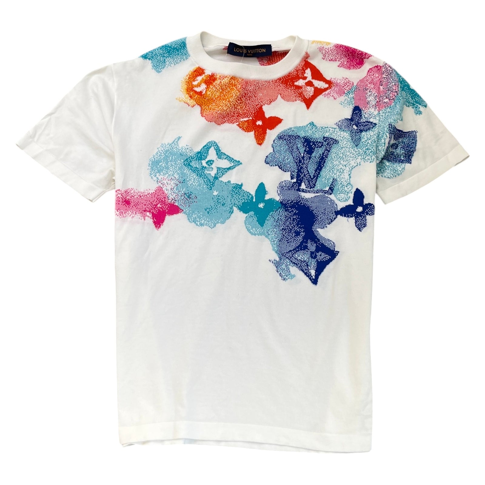 Men's Watercolor Monogram T-Shirt White Size M - Photo 1