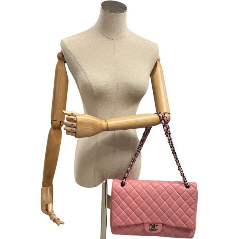 Women's Lambskin Timeless Classic Flap Maxi Bag Pink