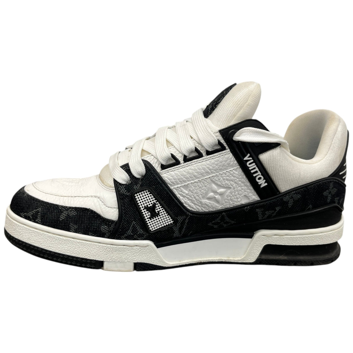 Men's LV Monogram Denim Low Trainers Black Size UK 7.5 / EU 41.5 - Photo 2