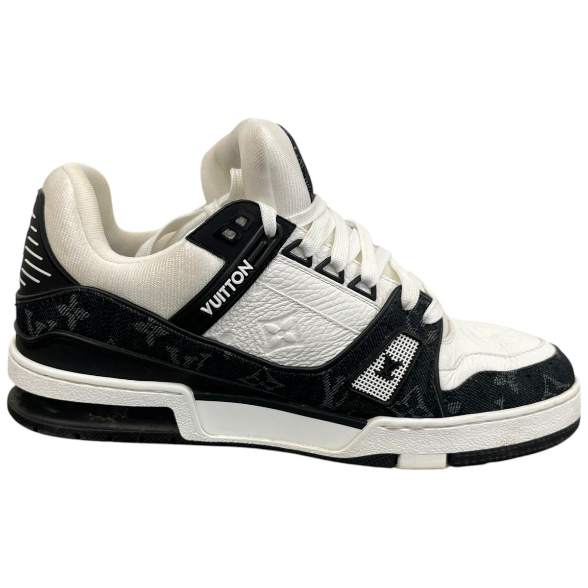 Men's LV Monogram Denim Low Trainers Black Size UK 7.5 / EU 41.5 - Photo 4