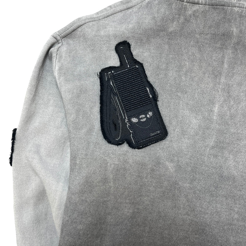 Women's Embroidered Patch Work Hoodie Grey Size S