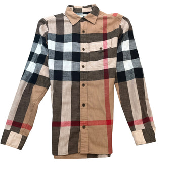 Men's Classic Check Shirt Beige Size S