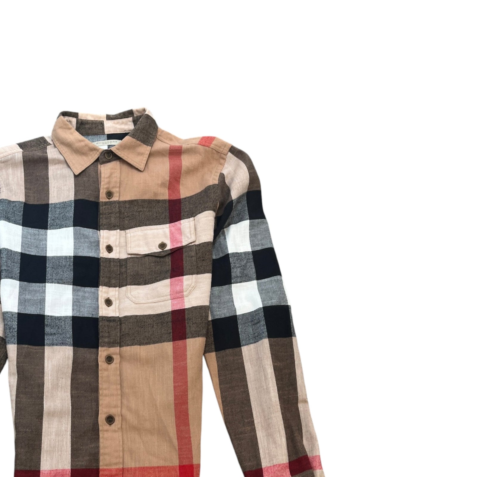 Men's Classic Check Shirt Beige Size S - Photo 3