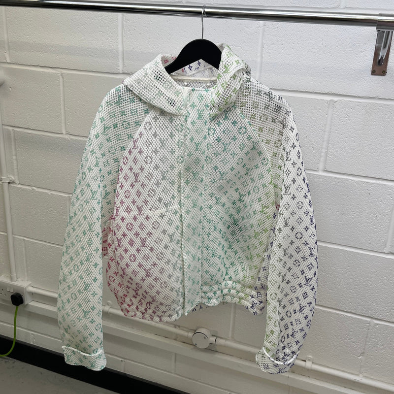 Men's Gradient Monogram Mesh Jacket White Size XL