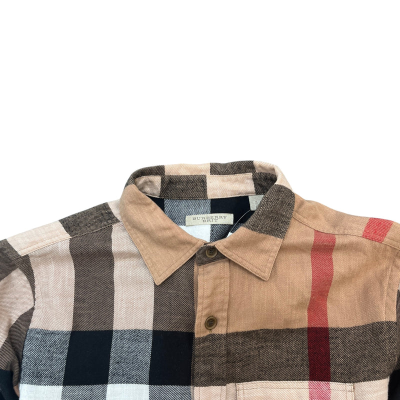 Men's Classic Check Shirt Beige Size S