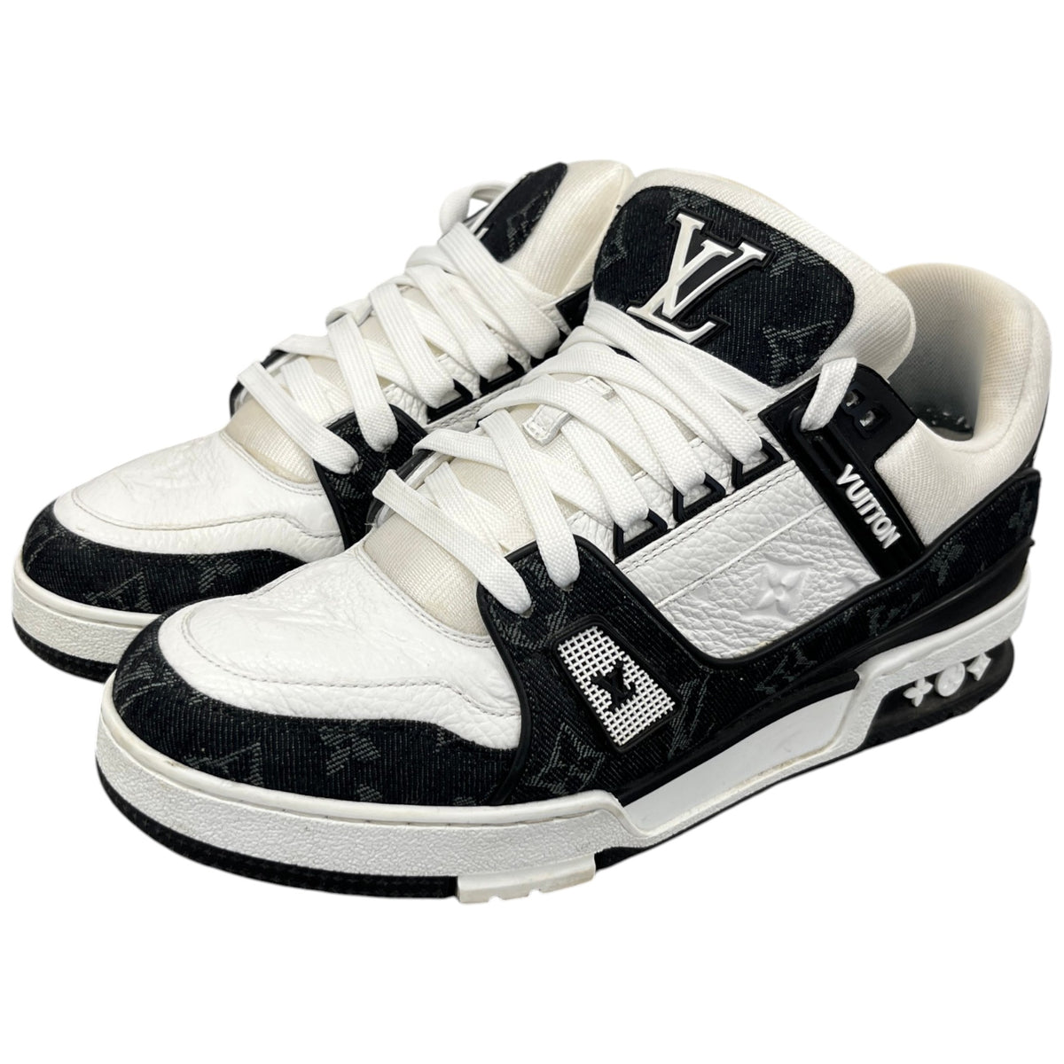 Men's LV Monogram Denim Low Trainers Black Size UK 7.5 / EU 41.5 - Photo 9