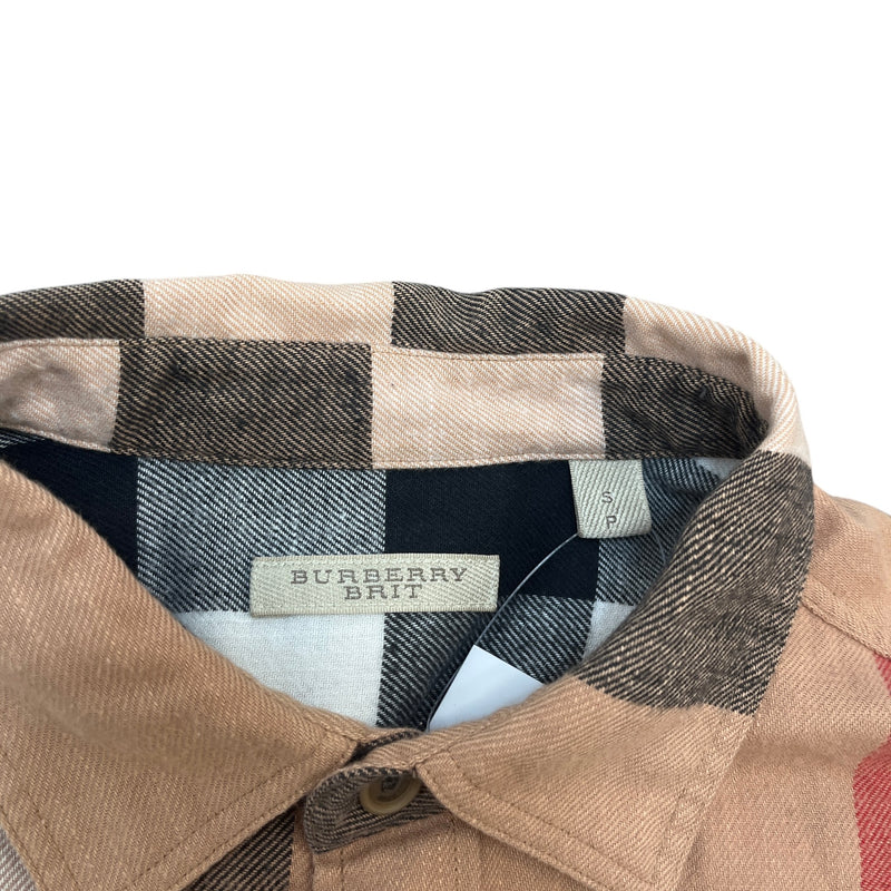 Men's Classic Check Shirt Beige Size S