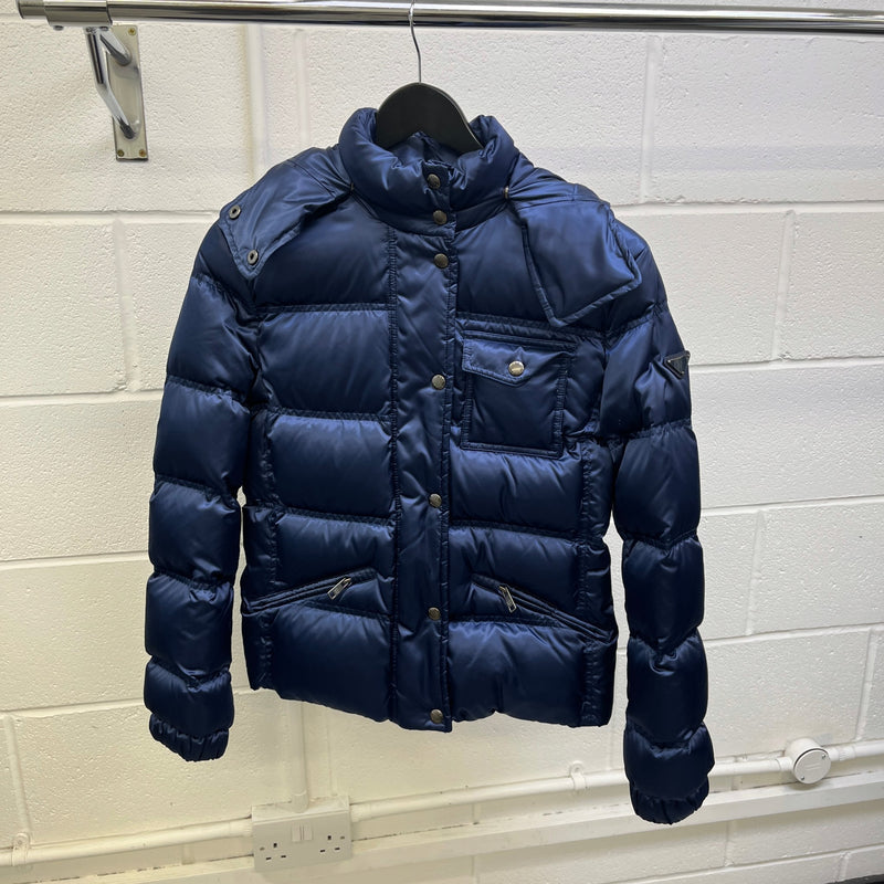 Women's Plaque Logo Down Jacket Blue Size M / UK 10