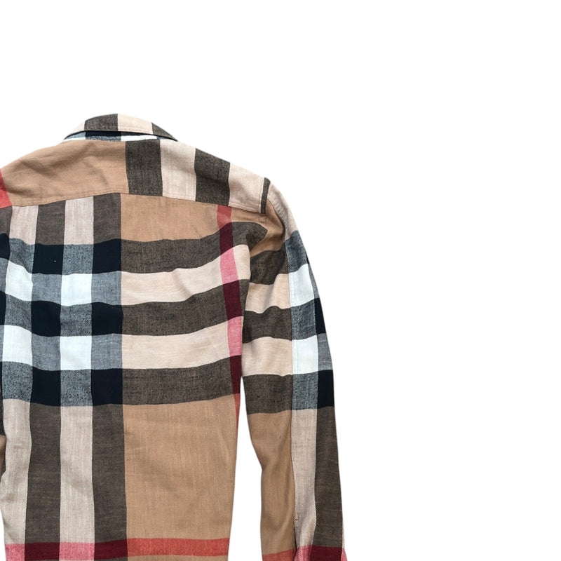 Men's Classic Check Shirt Beige Size S