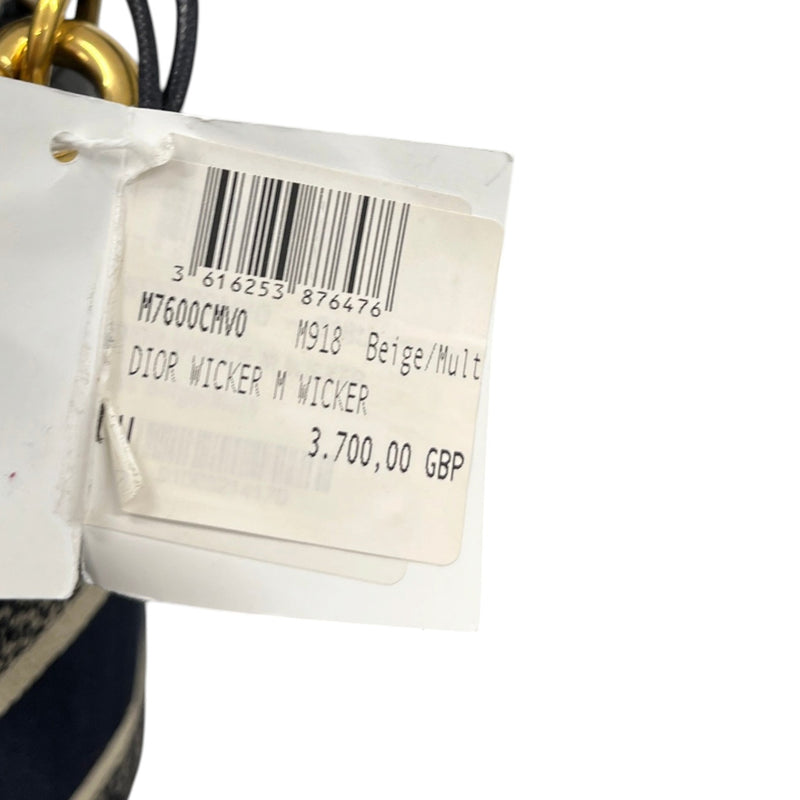 Women's Oblique Wicker Drawstring Bucket Handbag Beige