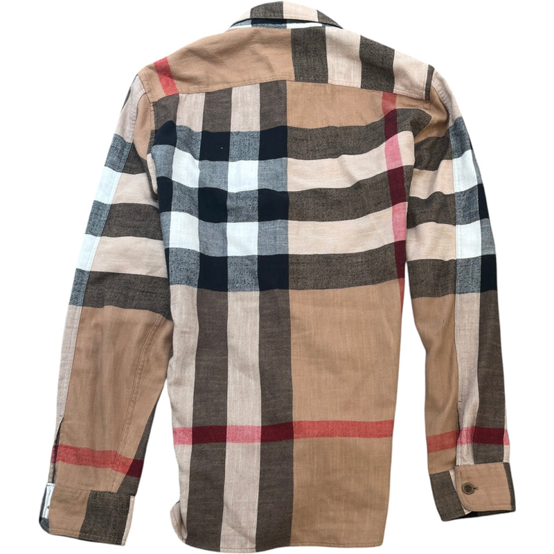Men's Classic Check Shirt Beige Size S
