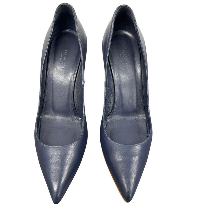 Women's Leather Pointed Heels Blue Size EU 37.5 / UK 4.5