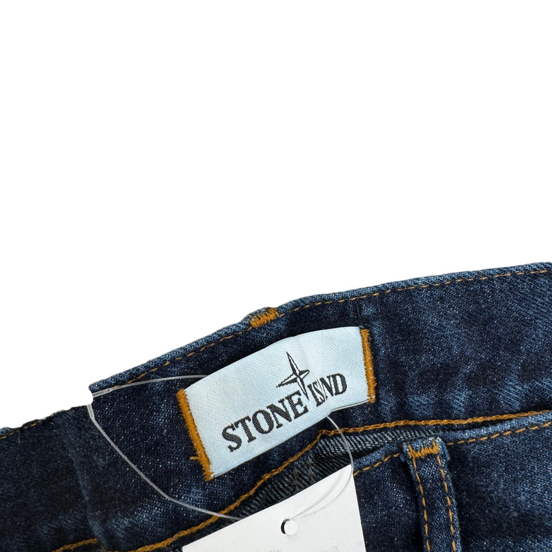 Men's Applique Logo Dark Wash Jeans Blue Size S / W30