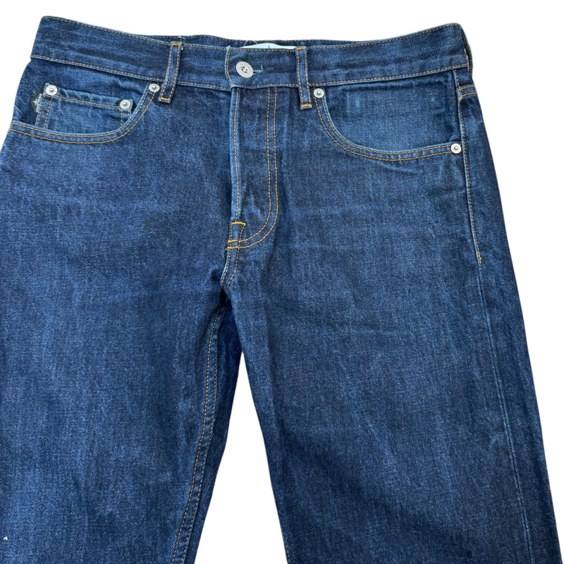 Men's Applique Logo Dark Wash Jeans Blue Size S / W30