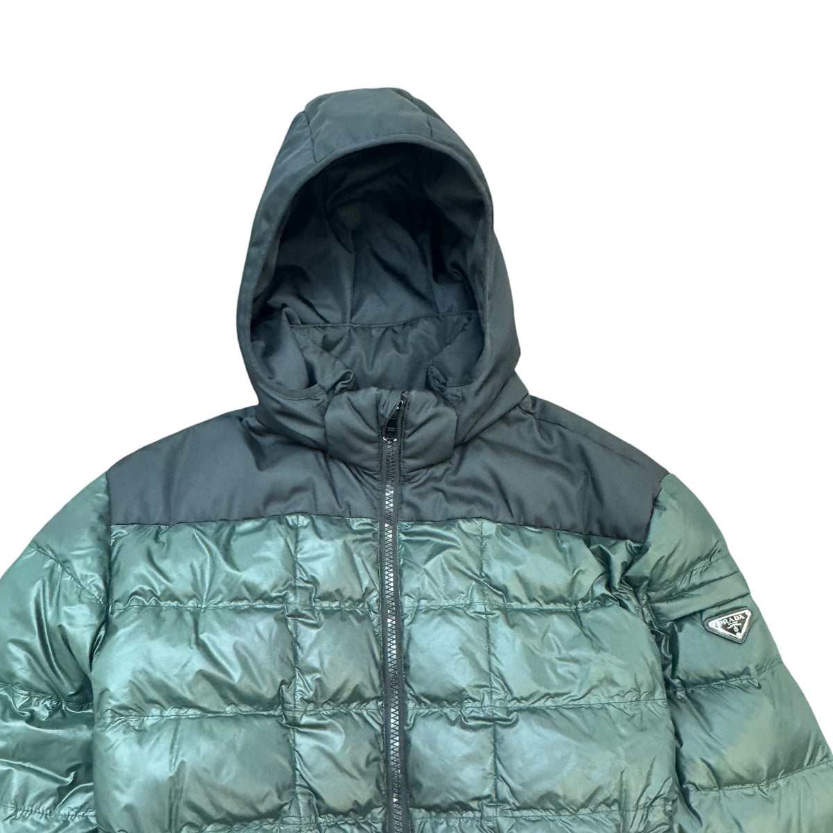 Men's Re-Nylon Plaque Logo Down Jacket Green Size XL - Photo 3