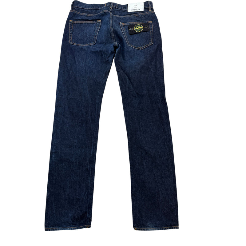 Men's Applique Logo Dark Wash Jeans Blue Size S / W30